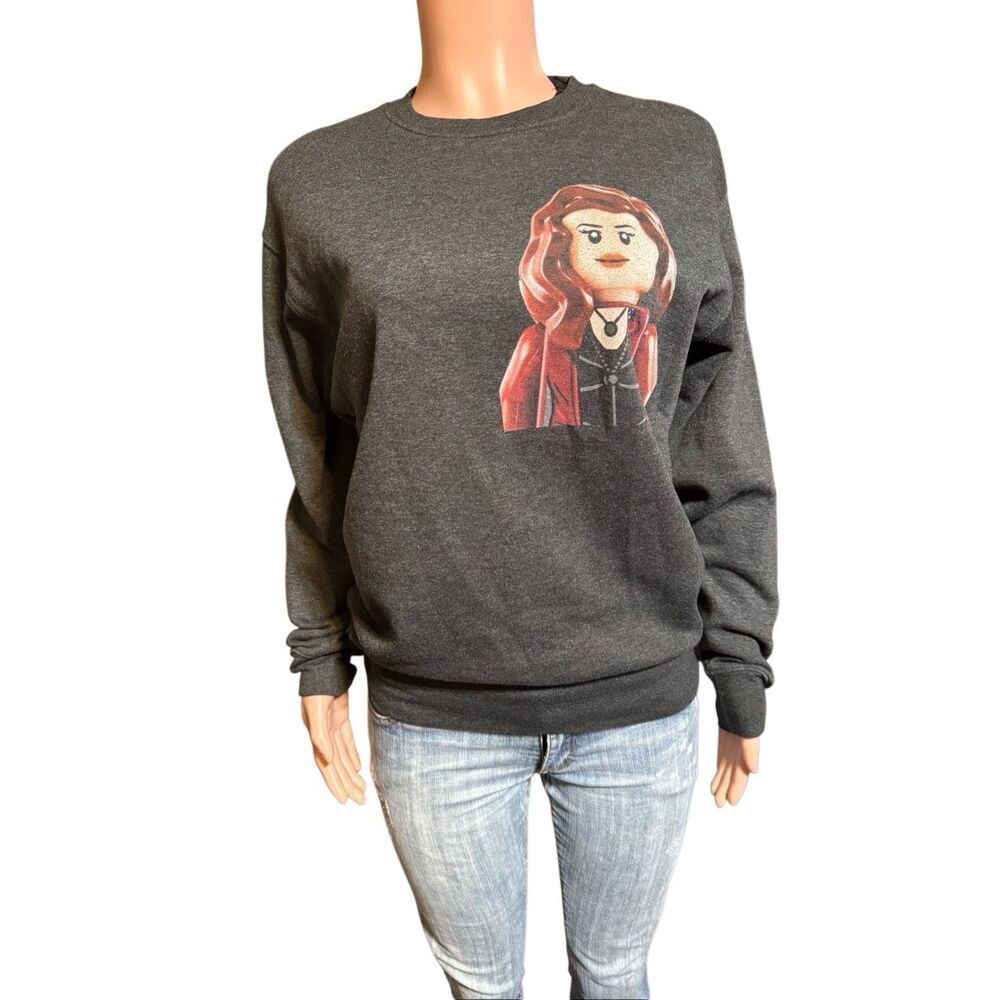 Gray long sleeve lego mini figure pullover sweater M